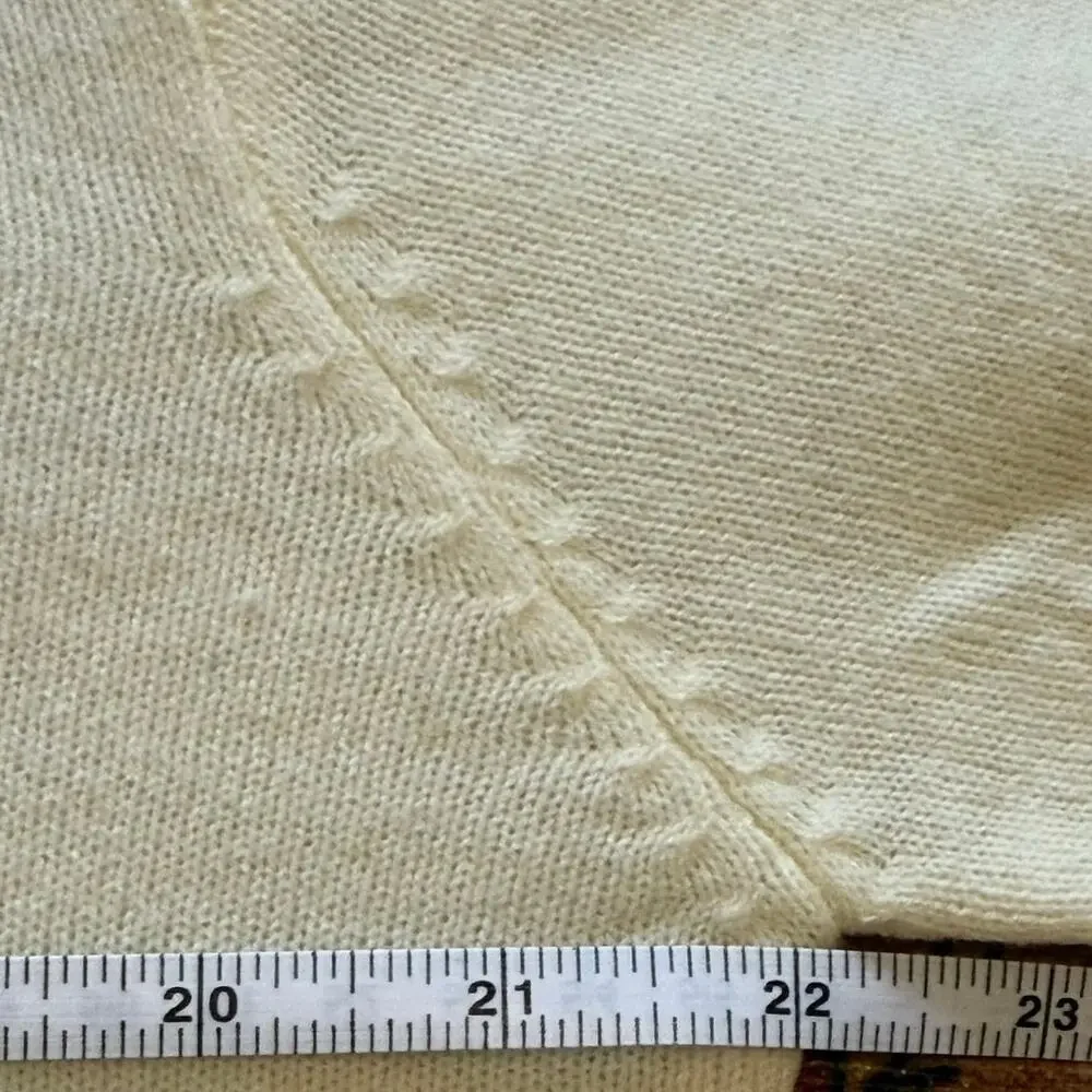 Vintage 70s Lucien Piccard Cream Knit Polo Sweater Burgundy Trim Large Boxy